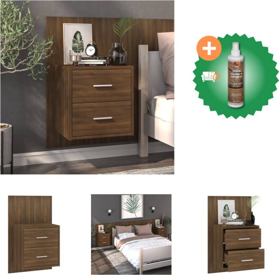 VidaXL Wandnachtkast Bruineiken 48.5 x 32.5 x 80 cm Wandmontage Ontwerp Kast Inclusief Houtreiniger en verfrisser