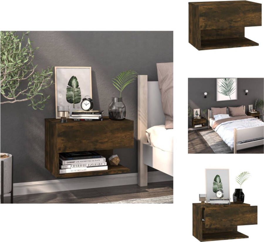 VidaXL Wandnachtkastje Wandnachtkastjes Wandgemonteerd Nachtkastje Wandgemonteerd Bedkastje Nachtkastje wandgemonteerd gerookt eikenkleurig - Foto 6