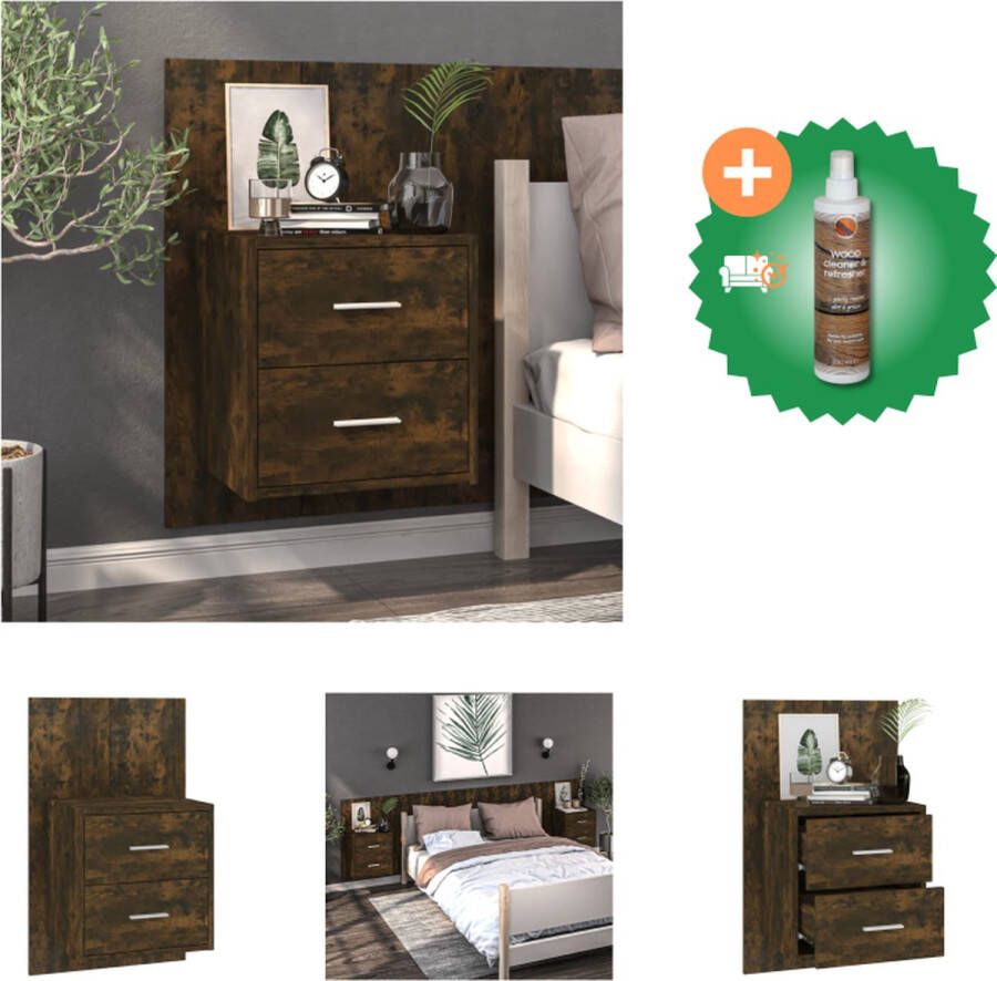 VidaXL Wandnachtkast gerookt eiken 48.5 x 32.5 x 80 cm wandmontage multifunctioneel Kast Inclusief Houtreiniger en verfrisser