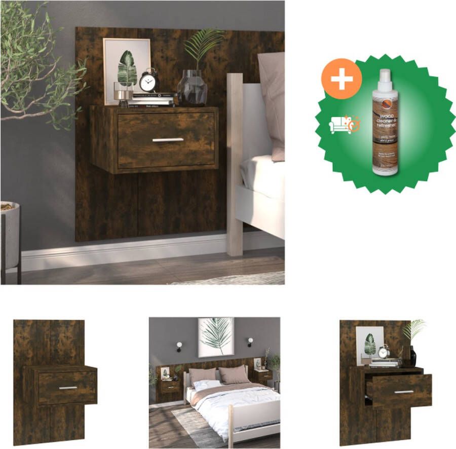 VidaXL Wandnachtkastje Gerookt eiken 60 x 40 x 40 cm Multifunctioneel Montage vereist Kast Inclusief Houtreiniger en verfrisser