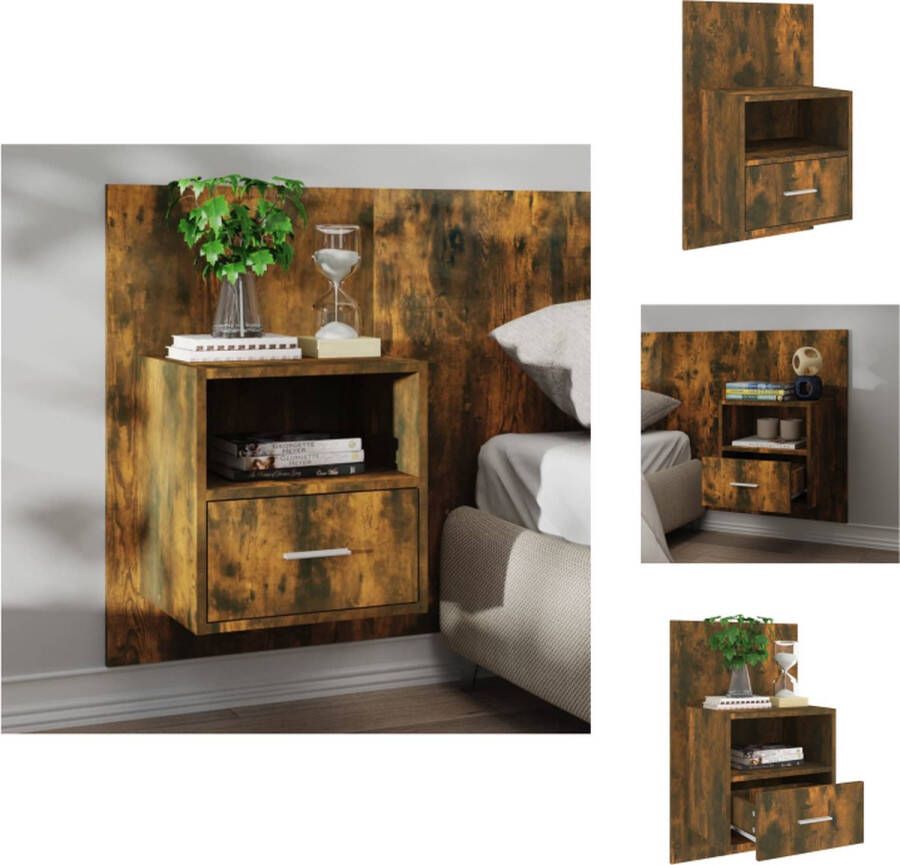 VidaXL Wandnachtkastje Wandnachtkastjes Wandgemonteerd Nachtkastje Wandgemonteerd Bedkastje Nachtkastje wandgemonteerd gerookt eikenkleurig - Foto 2