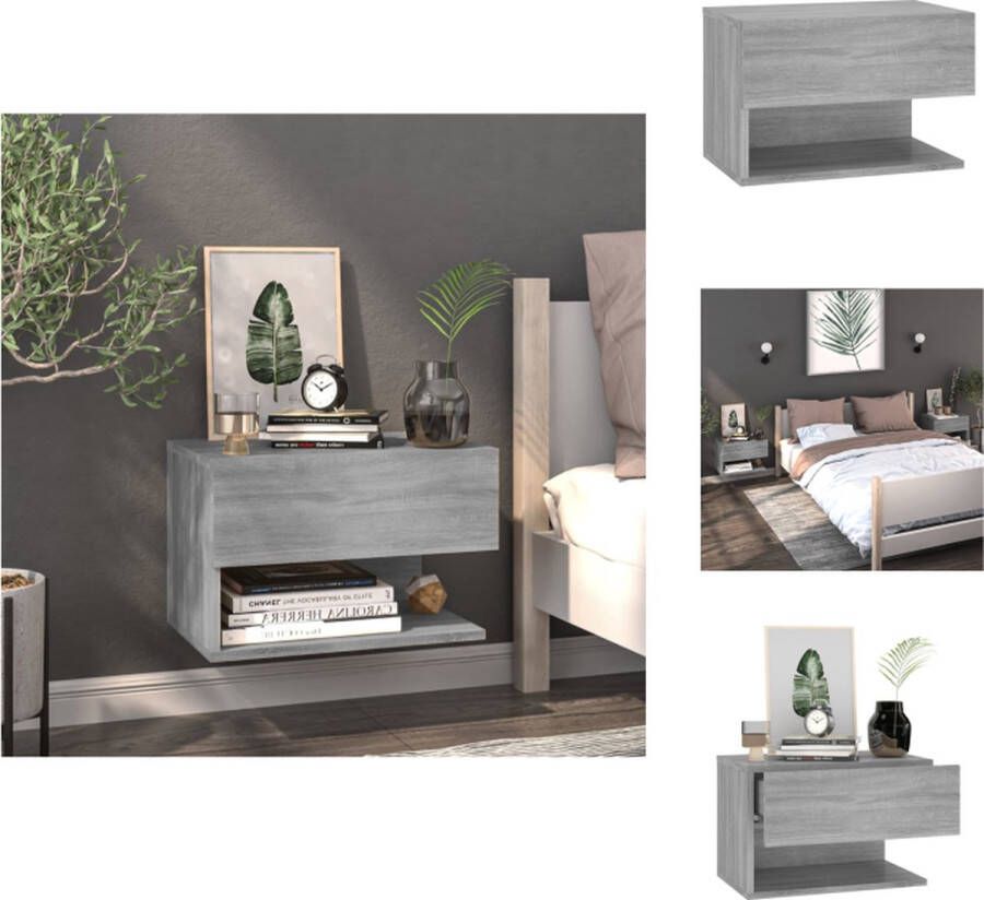 VidaXL Wandnachtkastje Wandnachtkastjes Wandgemonteerd Nachtkastje Wandgemonteerd Bedkastje Nachtkastje wandgemonteerd grijs sonoma eikenkleurig