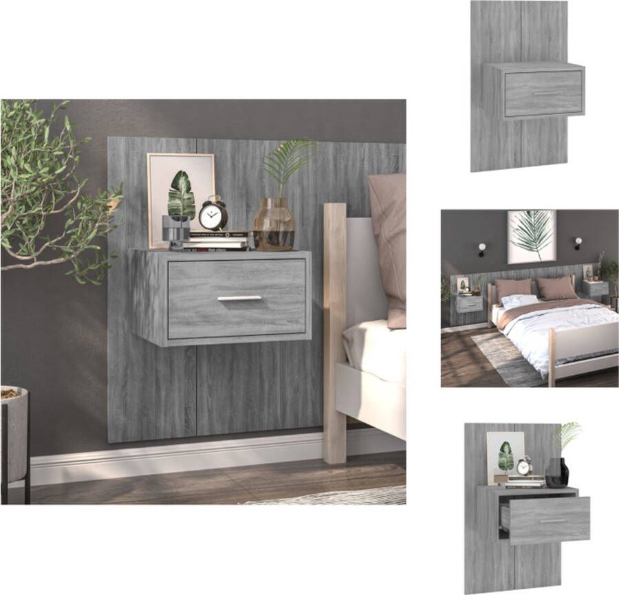 VidaXL Wandnachtkastje Wandnachtkastjes Wandgemonteerd Nachtkastje Wandgemonteerd Bedkastje Nachtkastje wandgemonteerd grijs sonoma eikenkleurig - Foto 2