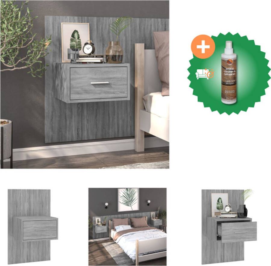 VidaXL Wandnachtkast 48.5 x 32.5 x 80 cm Grijs Sonoma Eiken Multifunctioneel Wandmontage Bewerkt Hout Kast Inclusief Houtreiniger en verfrisser - Foto 2