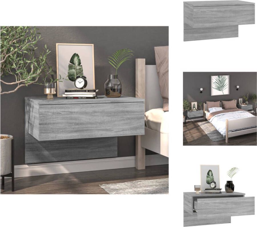 VidaXL Wandnachtkastje Wandnachtkastjes Wandgemonteerd Nachtkastje Wandgemonteerd Bedkastje Nachtkastje wandgemonteerd grijs sonoma eikenkleurig - Foto 2