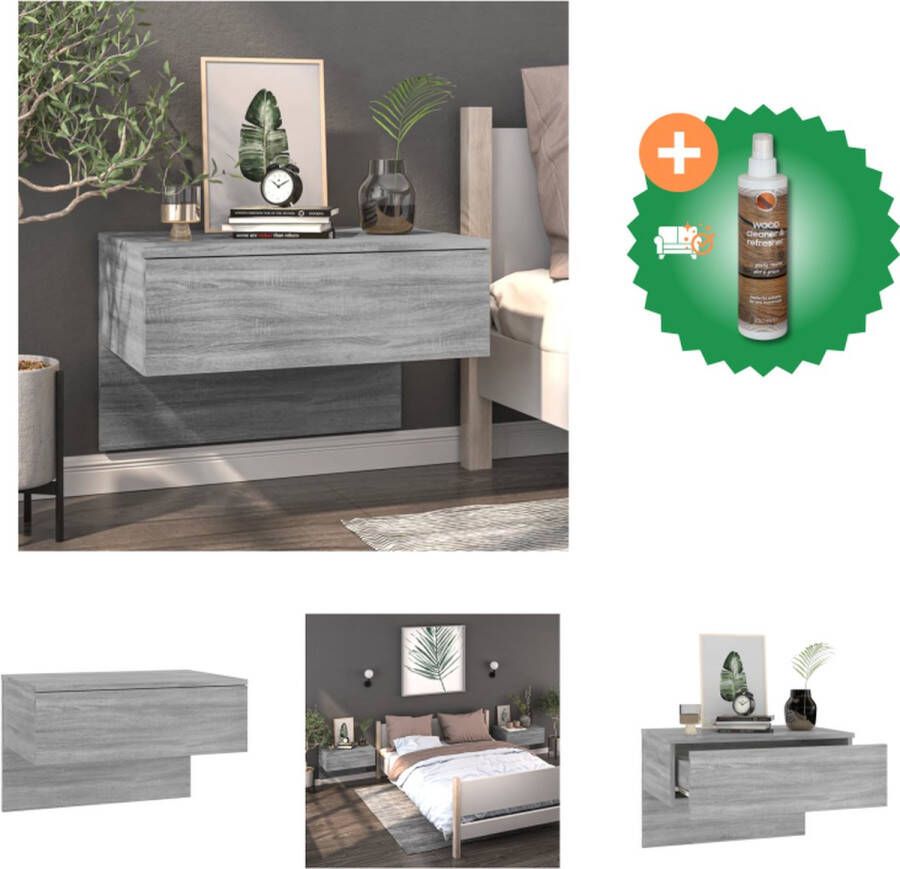 VidaXL Wandnachtkast 48.5 x 32.5 x 80 cm Grijs Sonoma Eiken Multifunctioneel Wandmontage Bewerkt Hout Kast Inclusief Houtreiniger en verfrisser - Foto 3
