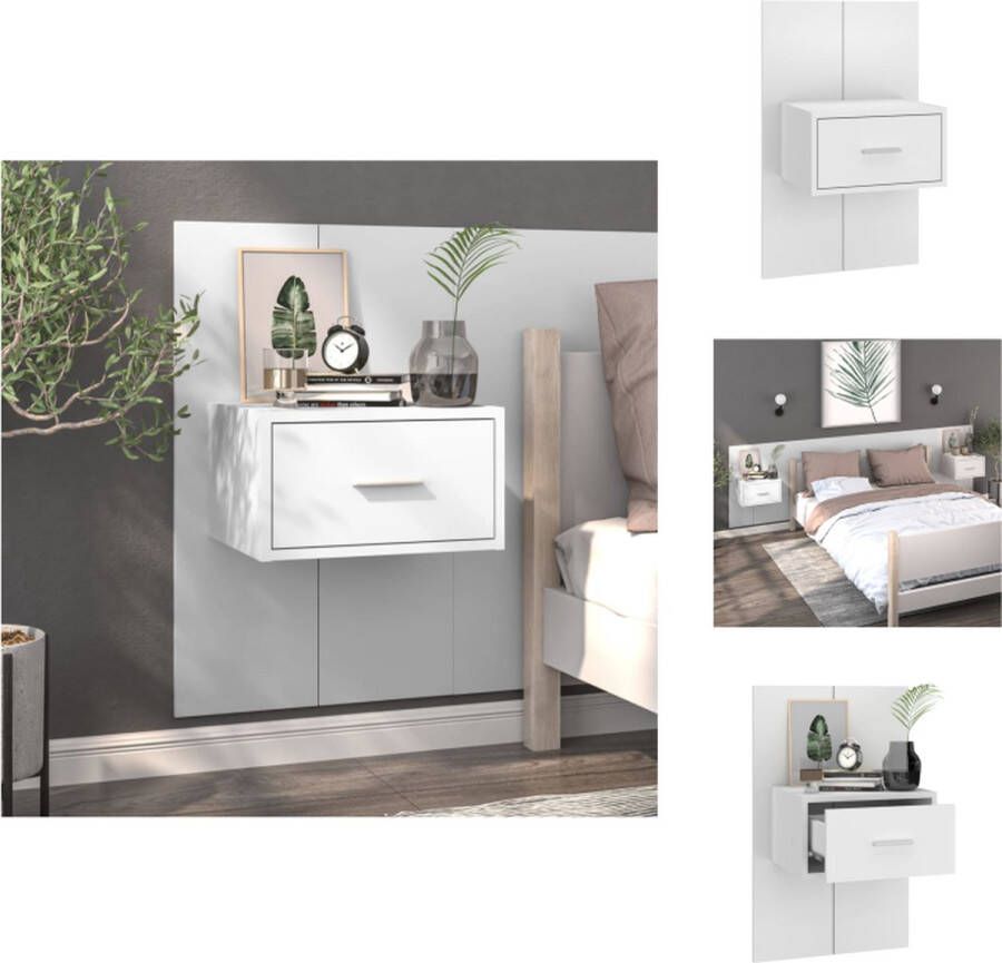 VidaXL Wandnachtkastje Wandnachtkastjes Wandgemonteerd Nachtkastje Wandgemonteerd Bedkastje Nachtkastje wandgemonteerd hoogglans wit