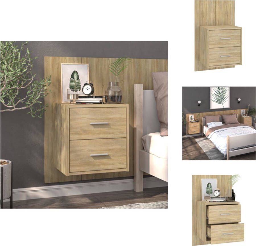 VidaXL Wandnachtkastje Wandnachtkastjes Wandgemonteerd Nachtkastje Wandgemonteerd Bedkastje Nachtkastje wandgemonteerd sonoma eikenkleurig - Foto 2