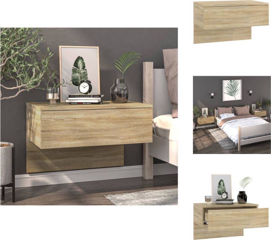 VidaXL Wandnachtkastje Sonoma Eiken 48.5 x 32.5 x 80 cm Wandmontage Multifunctioneel Opberglade Eenvoudig schoon te maken Montage vereist Kast - Foto 4