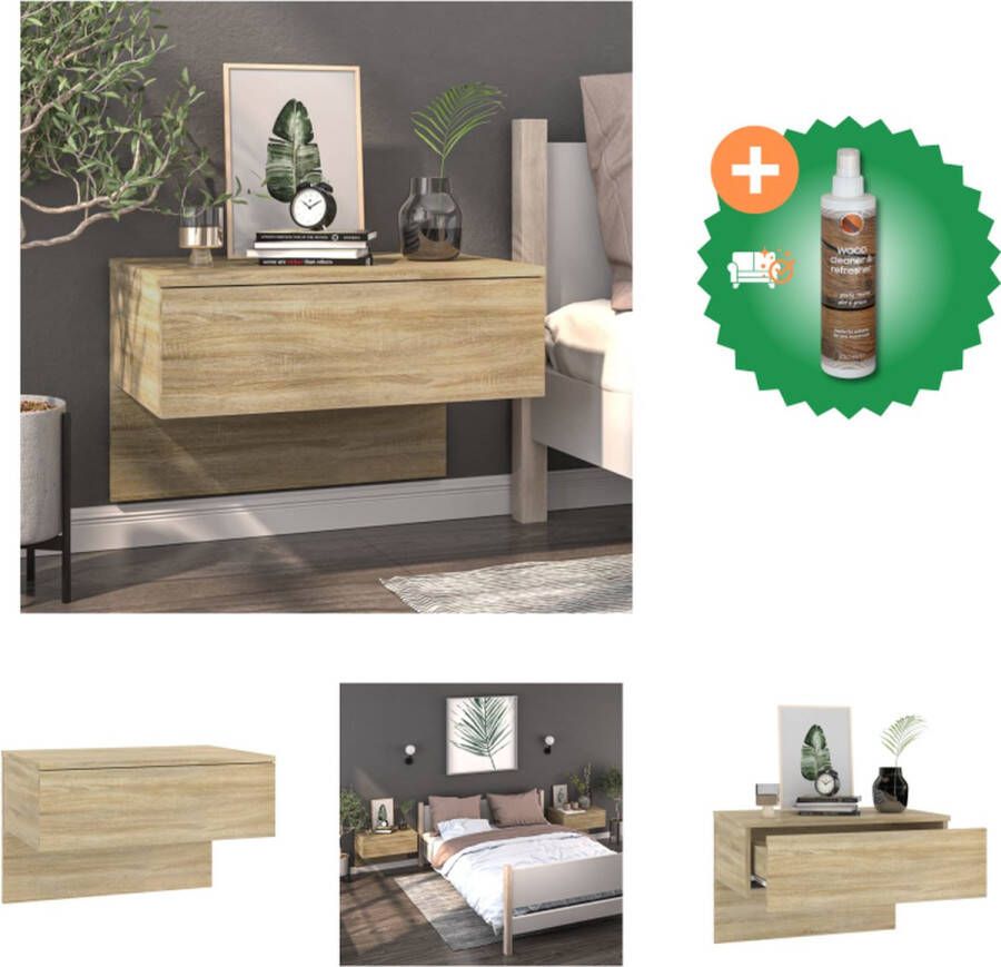 VidaXL Wandnachtkastje Sonoma Eiken 48.5 x 32.5 x 80 cm Wandmontage Multifunctioneel Opberglade Eenvoudig schoon te maken Montage vereist Kast Inclusief Houtreiniger en verfrisser - Foto 2