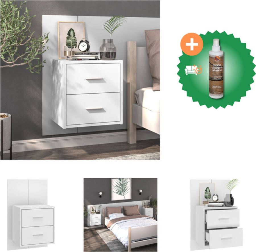 VidaXL Wandnachtkastje Wit 46 x 29.5 x 30 cm Wandmontage Multifunctioneel Eenvoudig te reinigen Montage vereist Kast Inclusief Houtreiniger en verfrisser - Foto 3