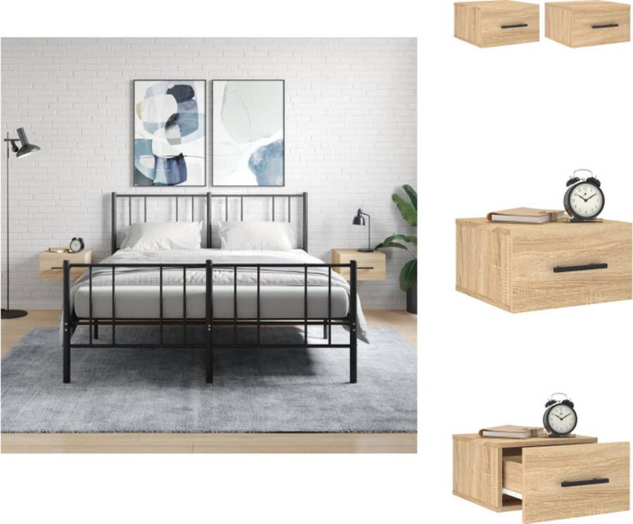 VidaXL Wandnachtkastje 2 stuks Sonoma eiken 35 x 35 x 20 cm Bewerkt hout Kast