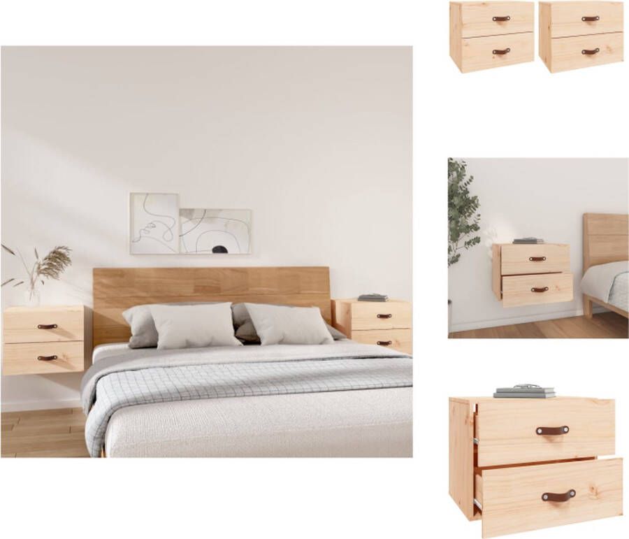 VidaXL Wandnachtkastje Wandnachtkastjes Wandgemonteerd Nachtkastje Wandgemonteerd Bedkastje Nachtkastjes 2 st wandgemonteerd 50x36x40 cm - Foto 2