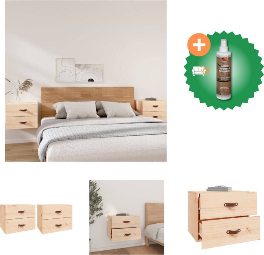 VidaXL Wandnachtkastje 50 x 36 x 40 cm Massief grenenhout Kast Inclusief Houtreiniger en verfrisser