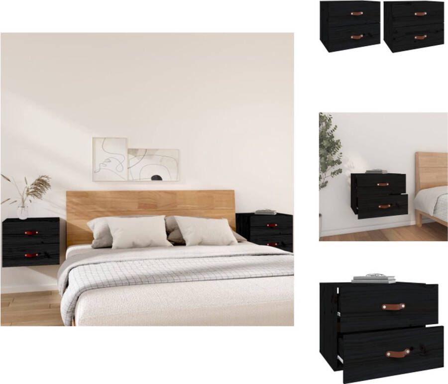 VidaXL Wandnachtkastje Wandnachtkastjes Wandgemonteerd Nachtkastje Wandgemonteerd Bedkastje Nachtkastjes 2 st wandgemonteerd 50x36x40 cm zwart - Foto 4