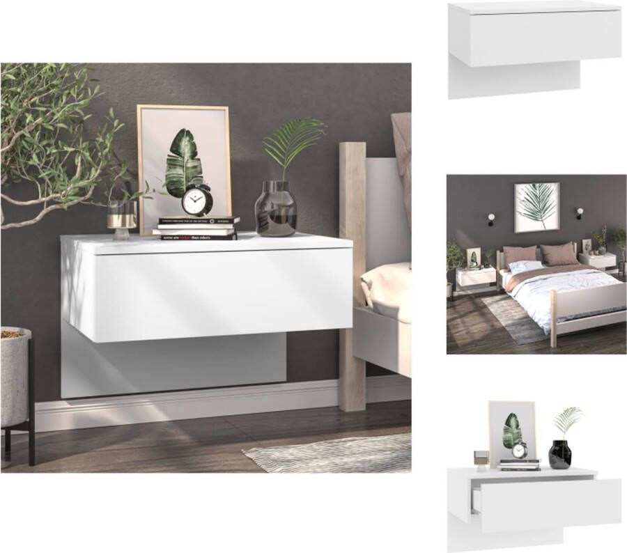 VidaXL Wandnachtkastje Wandnachtkastjes Wandgemonteerd Nachtkastje Wandgemonteerd Bedkastje Nachtkastje wandgemonteerd wit - Foto 3