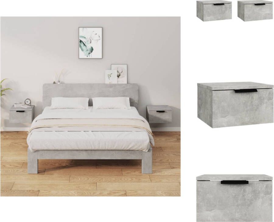 VidaXL Wandnachtkastje Wandnachtkastjes Wandgemonteerd Nachtkastje Wandgemonteerd Bedkastje Nachtkastjes 2 st wandgemonteerd 34x30x20 cm betongrijs - Foto 2