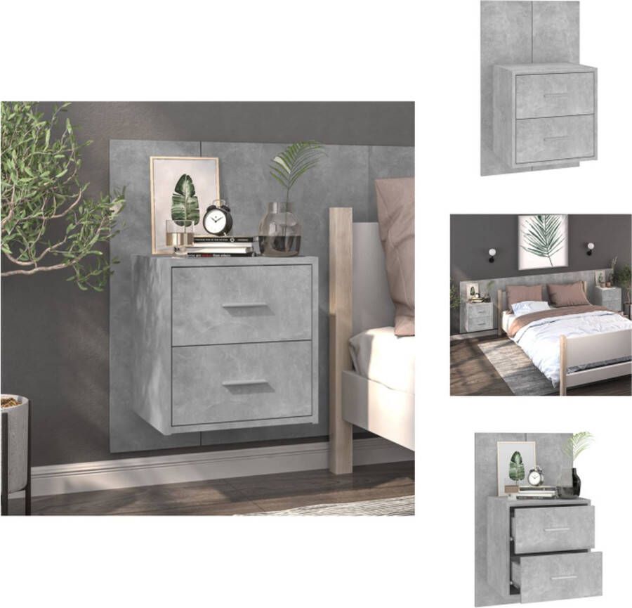 VidaXL Wandnachtkastje Betongrijs 48.5 x 32.5 x 80 cm Wandmontage Multifunctioneel Opberglade Eenvoudig te reinigen Montage vereist Kast - Foto 3
