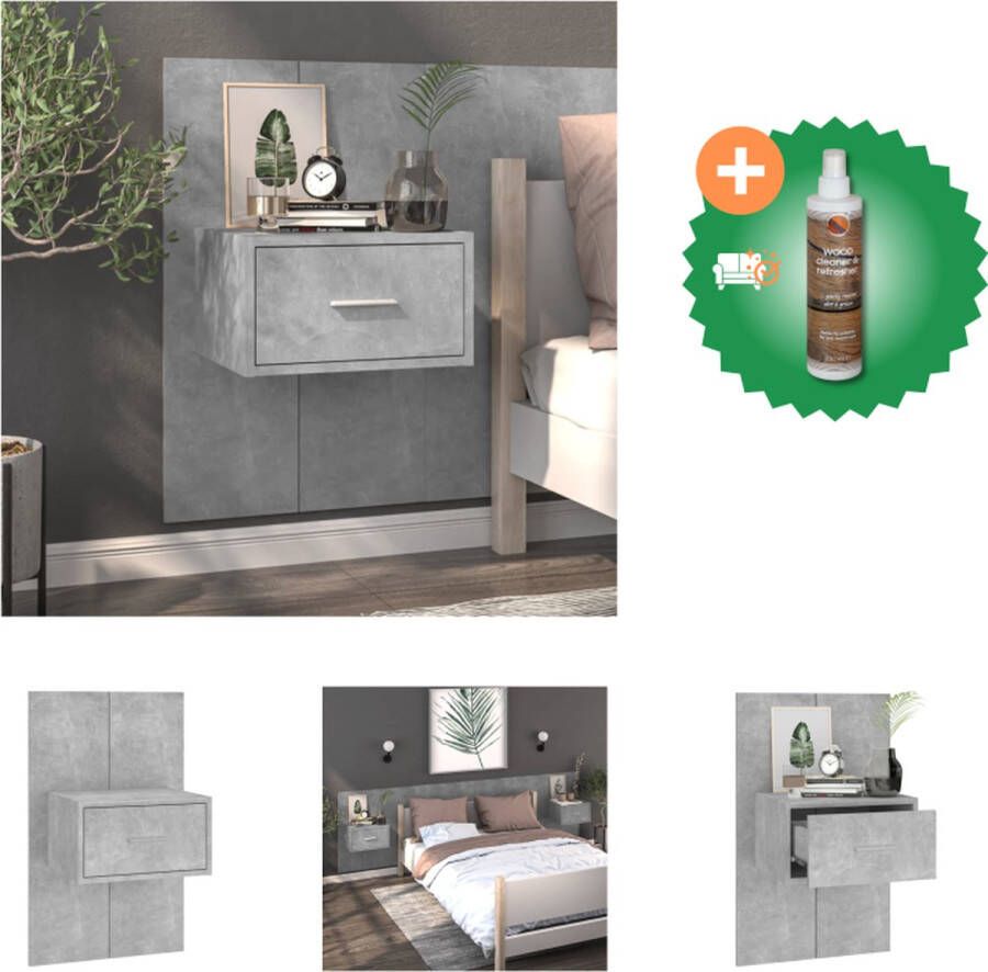 VidaXL Wandnachtkastje Betongrijs 48.5 x 32.5 x 80 cm Wandmontage Multifunctioneel Opberglade Eenvoudig te reinigen Montage vereist Kast Inclusief Houtreiniger en verfrisser - Foto 2