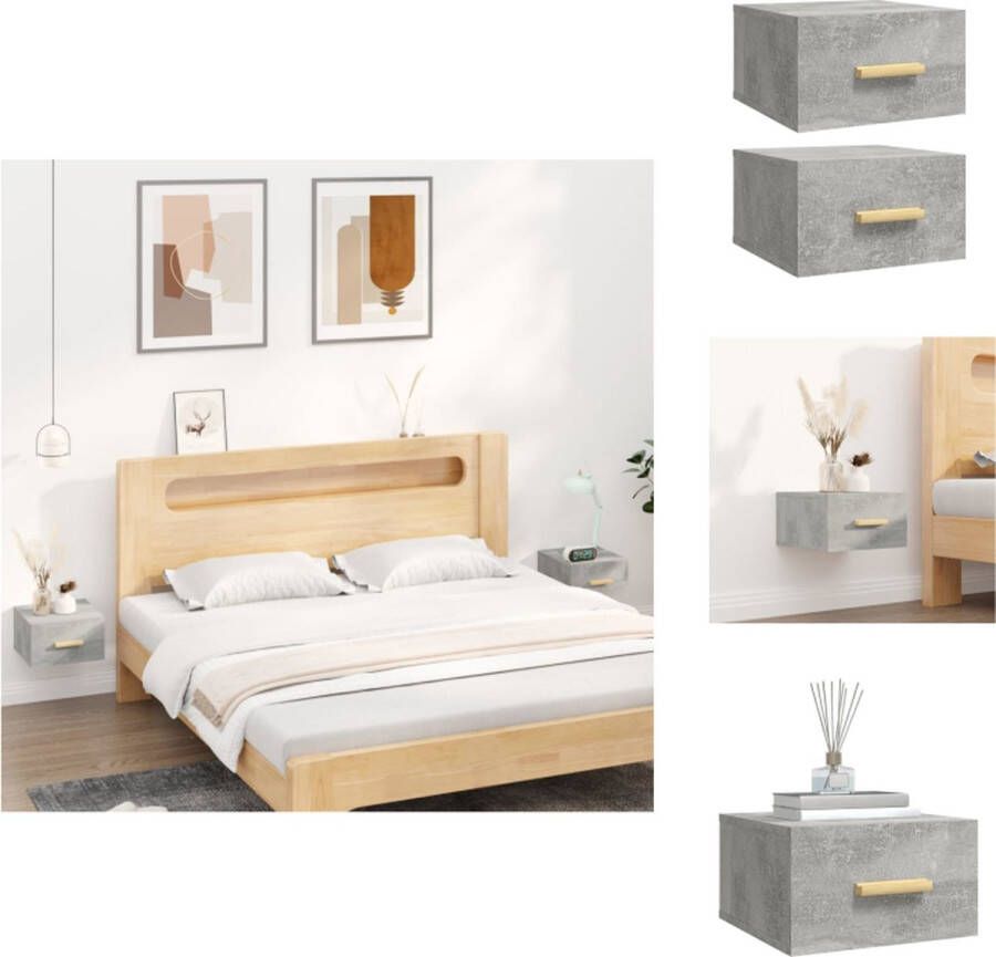 VidaXL Wandnachtkastje Wandnachtkastjes Wandgemonteerd Nachtkastje Wandgemonteerd Bedkastje Nachtkastjes 2 st wandgemonteerd 35x35x20 cm betongrijs