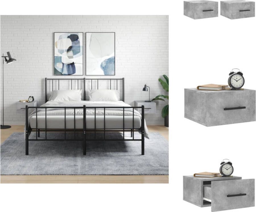 VidaXL Nachtkastje Nachtkastjes Bijzettafel Wandkastje Nachtkastjes 2 st wandgemonteerd 35x35x20 cm betongrijs - Foto 2