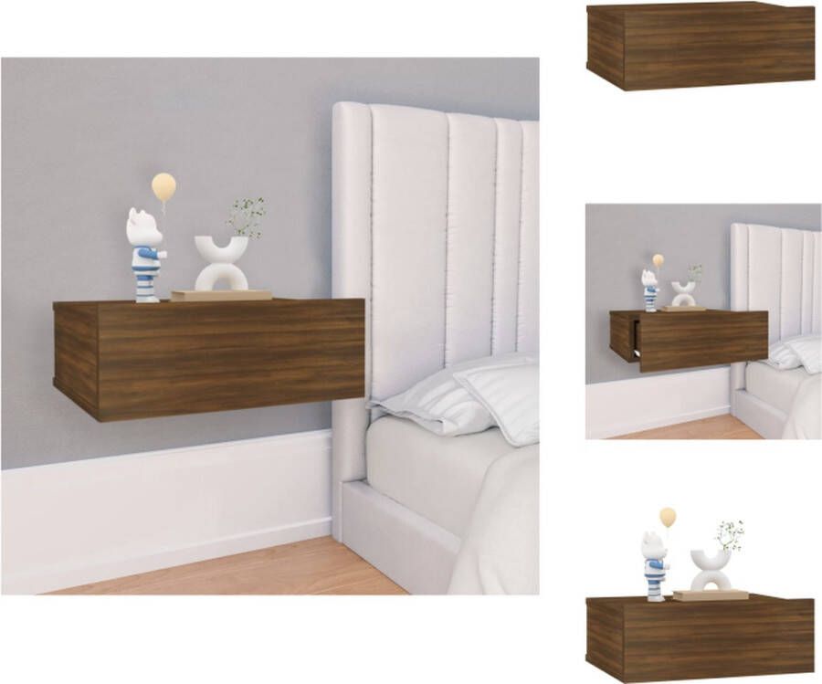 VidaXL Zwevend Nachtkastje Zwevende Nachtkastjes Nachtkastje Bedkastje Nachtkastje zwevend 40x30x15 cm bewerkt hout bruineikenkleurig