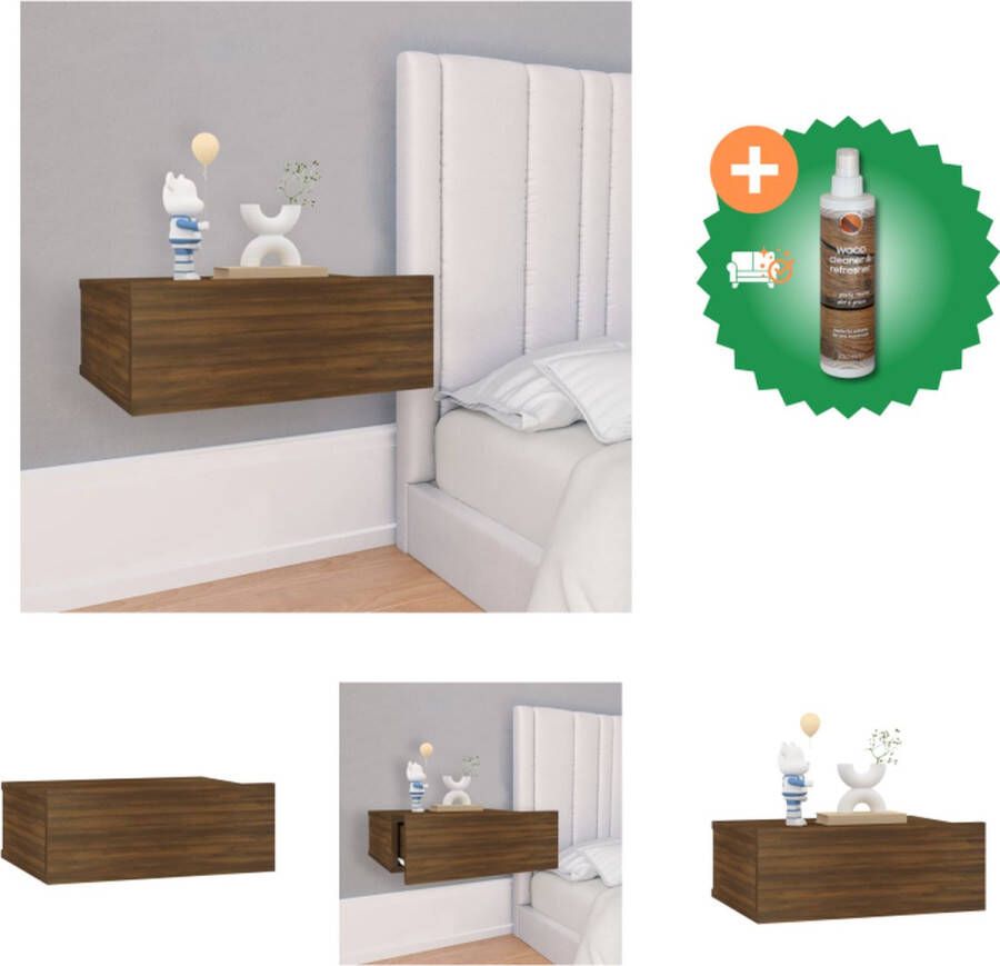 VidaXL Wandnachtkastje Bruineiken 40x30x15 cm Compact Ruimtebesparend Kast Inclusief Houtreiniger en verfrisser
