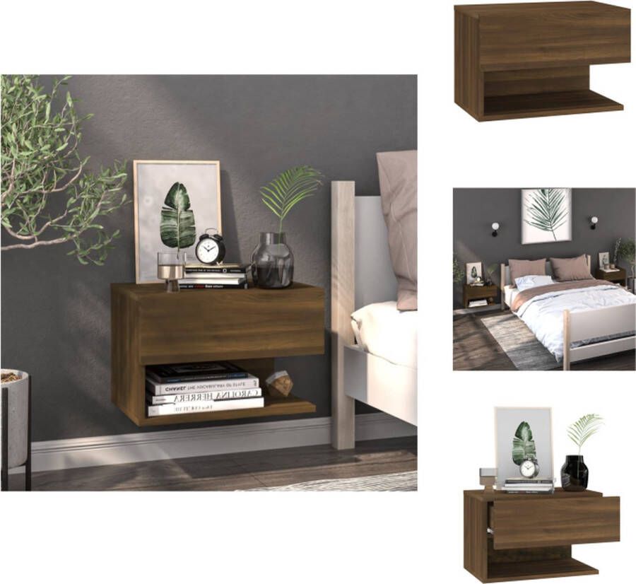 VidaXL Wandnachtkastje Wandnachtkastjes Wandgemonteerd Nachtkastje Wandgemonteerd Bedkastje Nachtkastje wandgemonteerd bruineikenkleurig