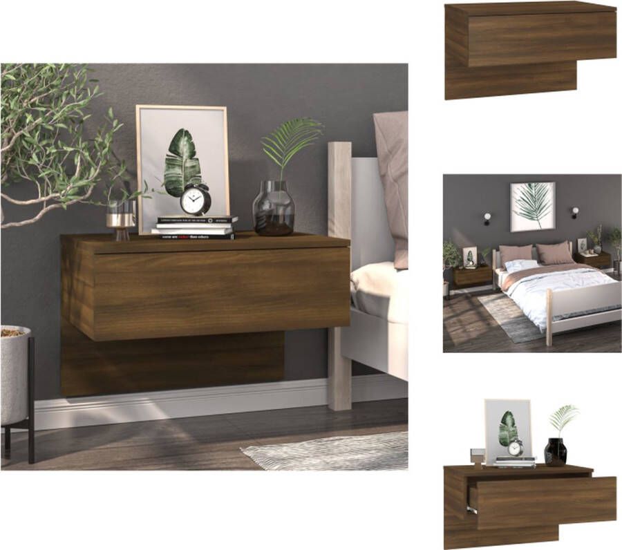 VidaXL Wandnachtkastje Wandnachtkastjes Wandgemonteerd Nachtkastje Wandgemonteerd Bedkastje Nachtkastje wandgemonteerd bruineikenkleurig - Foto 2