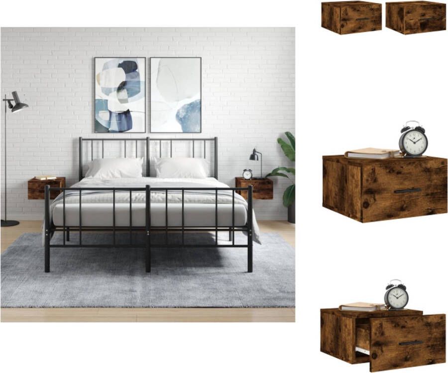VidaXL Nachtkastje Nachtkastjes Bijzettafel Wandkastje Nachtkastjes 2 st wandgemonteerd 35x35x20 cm gerookt eikenkleur - Foto 3