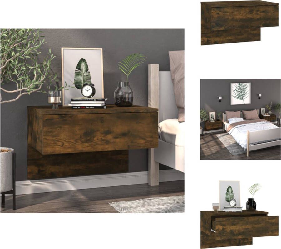 VidaXL Wandnachtkastje Wandnachtkastjes Wandgemonteerd Nachtkastje Wandgemonteerd Bedkastje Nachtkastje wandgemonteerd gerookt eikenkleurig - Foto 5