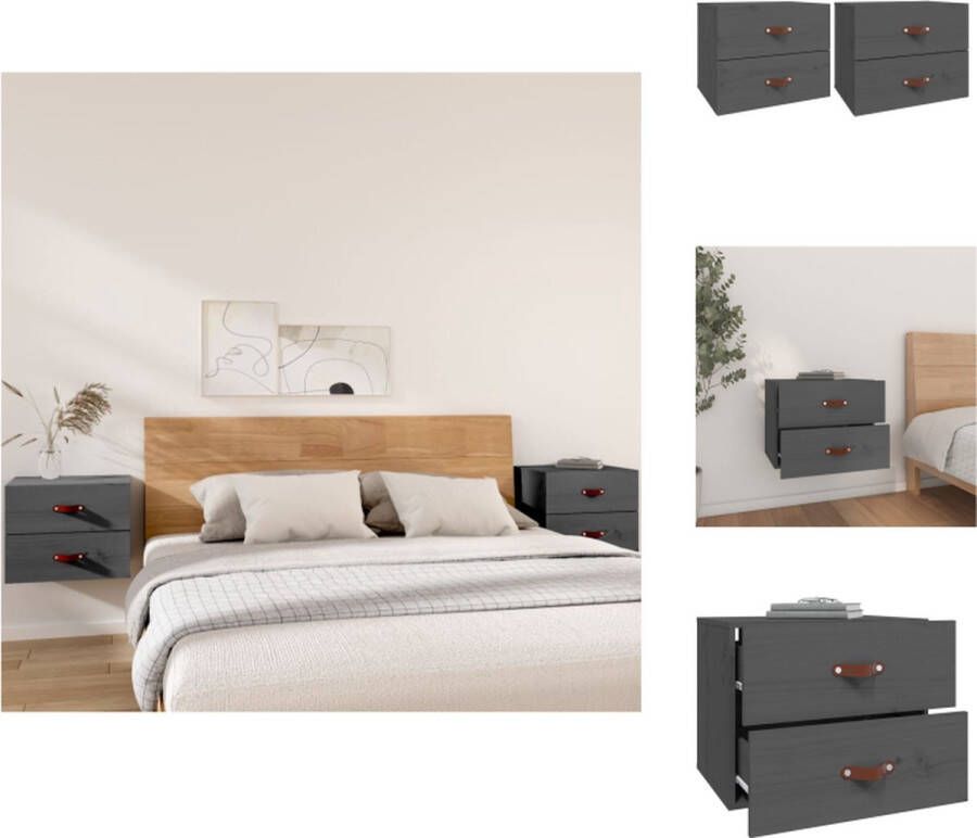 VidaXL Wandnachtkastje Wandnachtkastjes Wandgemonteerd Nachtkastje Wandgemonteerd Bedkastje Nachtkastjes 2 st wandgemonteerd 50x36x40 cm grijs