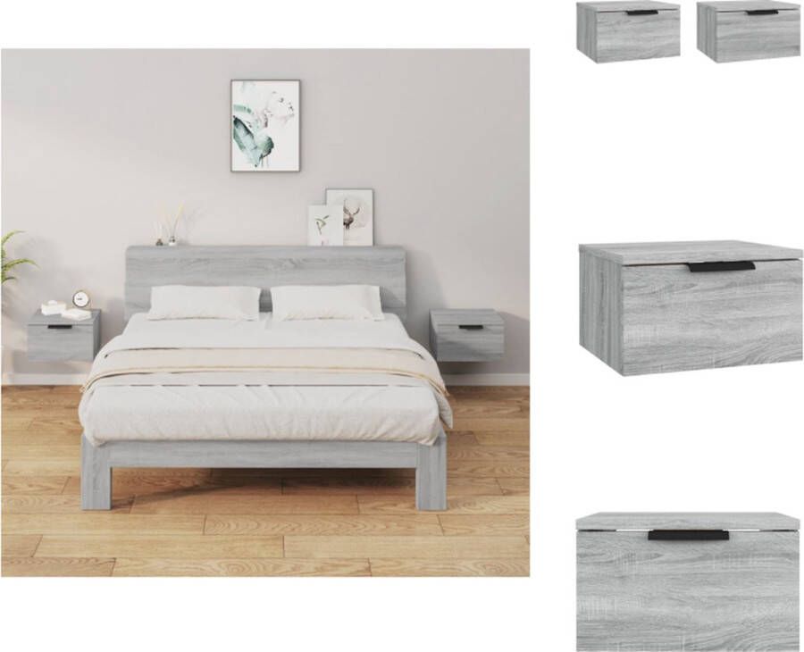 VidaXL Wandnachtkastje Wandnachtkastjes Wandgemonteerd Nachtkastje Wandgemonteerd Bedkastje Nachtkastjes 2 st wandgemonteerd 34x30x20 cm grijs sonoma eiken - Foto 2