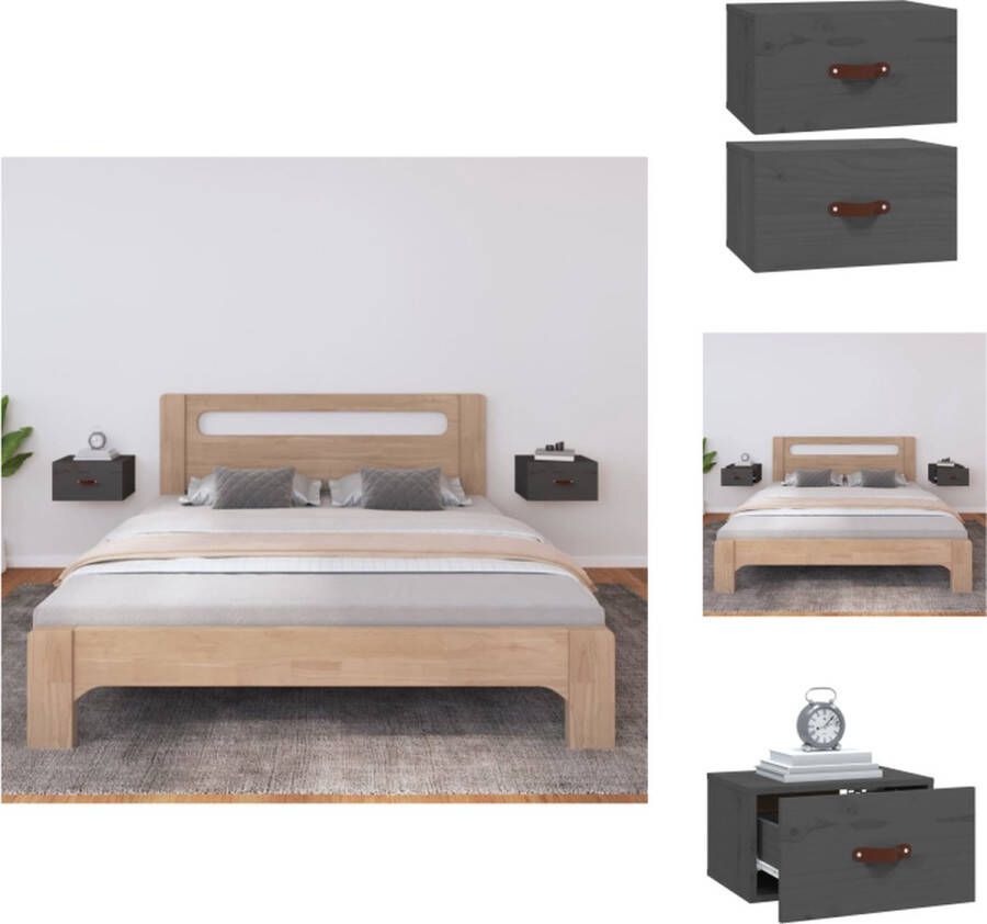 VidaXL Wandnachtkastje Wandnachtkastjes Wandgemonteerd Nachtkastje Wandgemonteerd Bedkastje Nachtkastjes 2 st wandgemonteerd 40x29 5x22 cm grijs - Foto 2