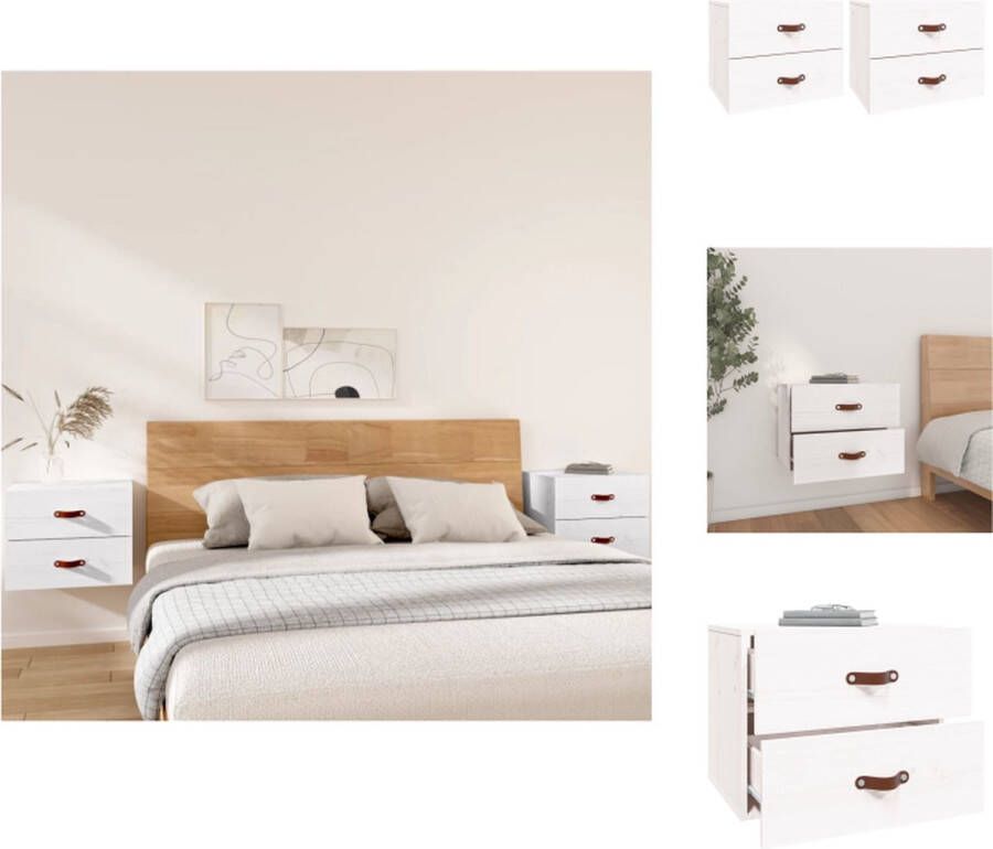 VidaXL Wandnachtkastje Wandnachtkastjes Wandgemonteerd Nachtkastje Wandgemonteerd Bedkastje Nachtkastjes 2 st wandgemonteerd 50x36x40 cm wit - Foto 3