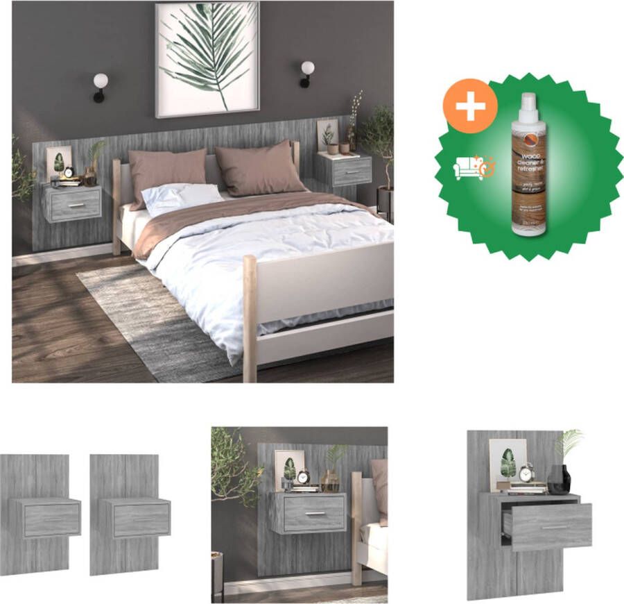 VidaXL Wandnachtkastje naam Afmetingen- 48.5 x 32.5 x 80 cm Kleur- Grijs Sonoma Eiken Materiaal- Bewerkt Hout Kast Inclusief Houtreiniger en verfrisser