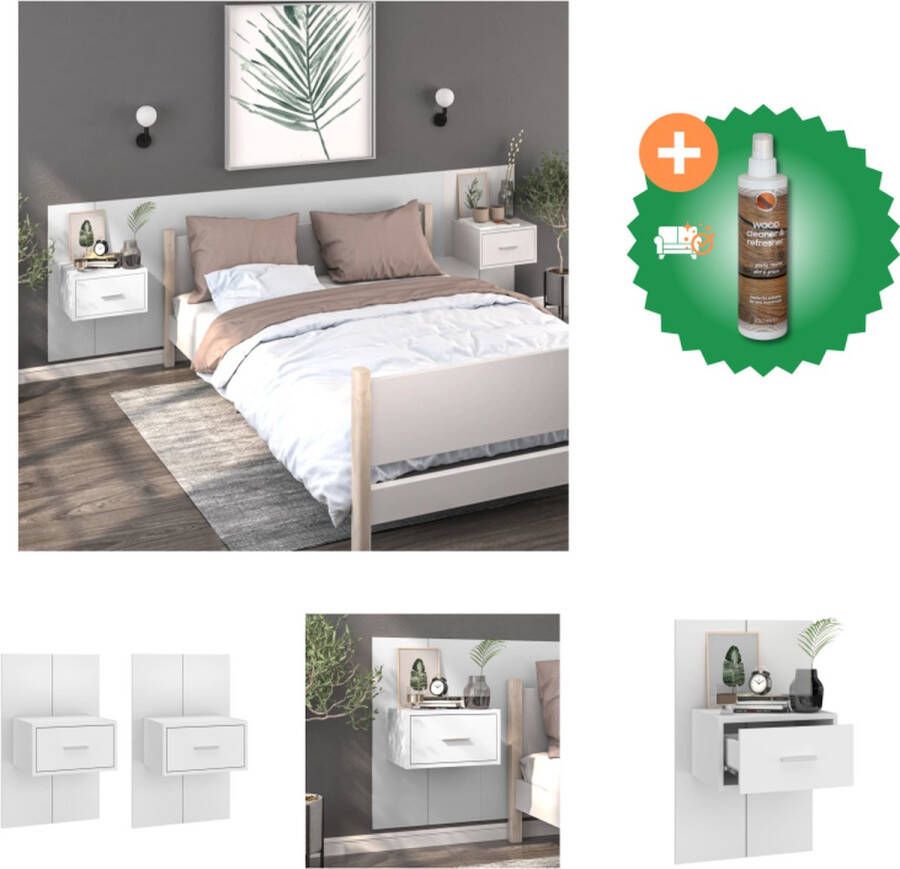 VidaXL Wandnachtkastje naam Nachtkastje 48.5 x 32.5 x 80 cm Hoogglans wit Kast Inclusief Houtreiniger en verfrisser