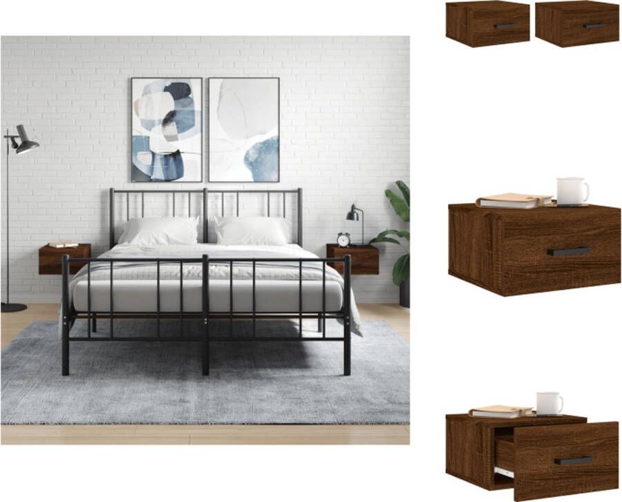 VidaXL Nachtkastje Nachtkastjes Bijzettafel Wandkastje Nachtkastjes 2 st wandgemonteerd 35x35x20 cm bruineikenkleurig - Foto 2