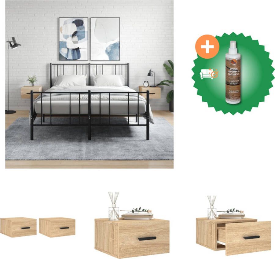 VidaXL Wandnachtkastje Sonoma Eiken 35 x 35 x 20 cm 2 stuks Kast Inclusief Houtreiniger en verfrisser