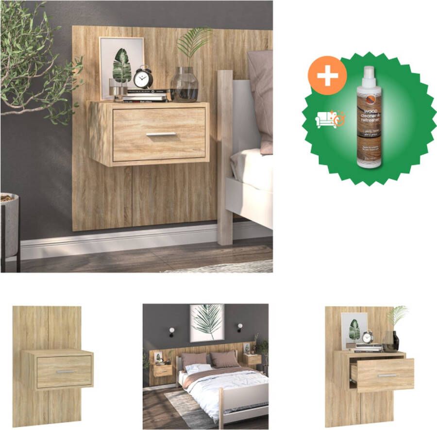 VidaXL Wandnachtkastje Sonoma Eiken 48.5 x 32.5 x 80 cm Wandmontage Multifunctioneel Opberglade Eenvoudig schoon te maken Montage vereist Kast Inclusief Houtreiniger en verfrisser - Foto 3