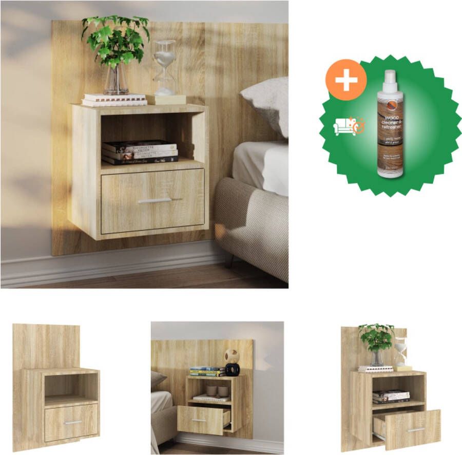 VidaXL Wandnachtkastje Sonoma Eiken 48.5 x 32.5 x 80 cm Wandmontage Ontwerp Kast Inclusief Houtreiniger en verfrisser