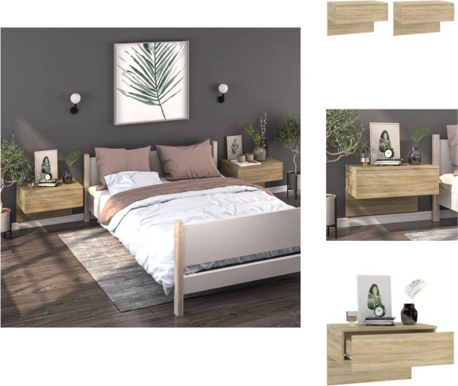 VidaXL Wandnachtkastje Wandnachtkastjes Wandgemonteerd Nachtkastje Wandgemonteerd Bedkastje Nachtkastjes 2 st wandgemonteerd sonoma eikenkleurig