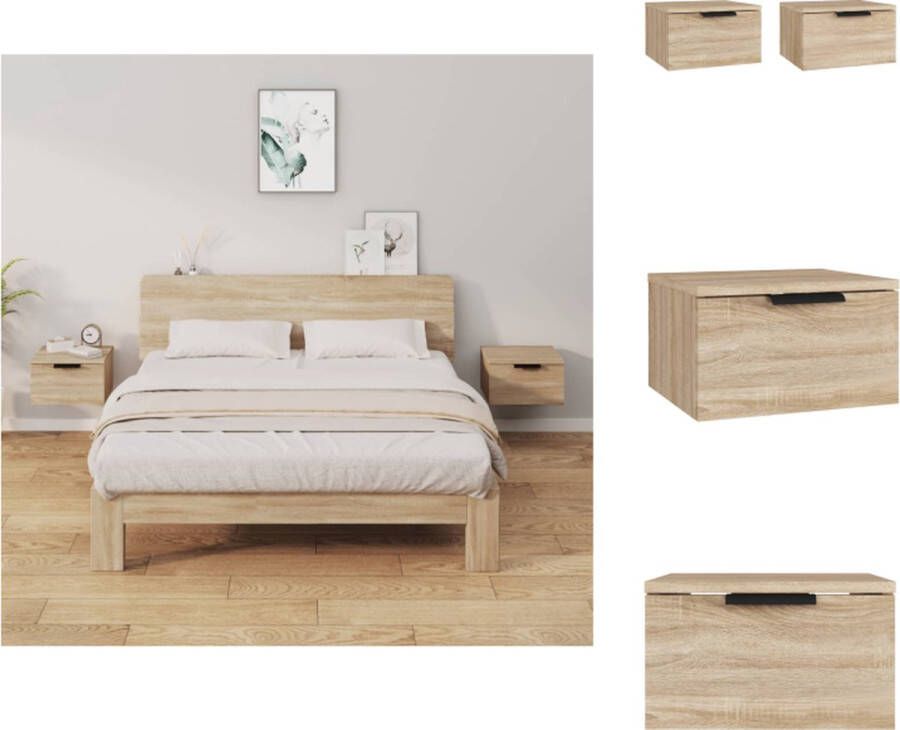 VidaXL Wandnachtkastje Wandnachtkastjes Wandgemonteerd Nachtkastje Wandgemonteerd Bedkastje Nachtkastjes 2 st wandgemonteerd 34x30x20 cm sonoma eikenkleur