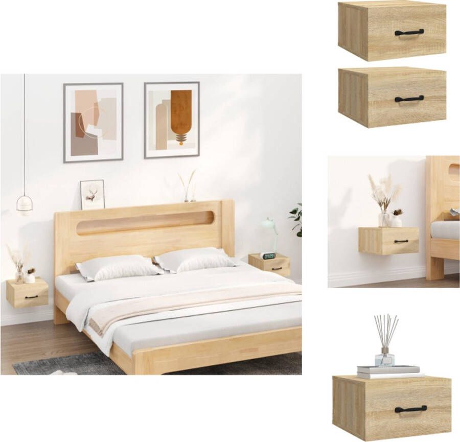 VidaXL Wandnachtkastje Wandnachtkastjes Wandgemonteerd Nachtkastje Wandgemonteerd Bedkastje Nachtkastjes 2 st wandgemonteerd 35x35x20 cm sonoma eikenkleur - Foto 2