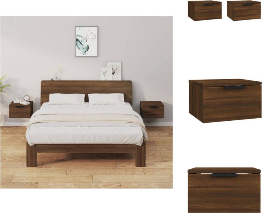 VidaXL Wandnachtkastje Wandnachtkastjes Wandgemonteerd Nachtkastje Wandgemonteerd Bedkastje Nachtkastjes 2 st wandgemonteerd 34x30x20 cm bruineikenkleurig - Foto 2