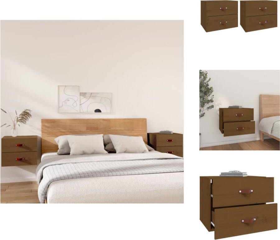 VidaXL Wandnachtkastje Wandgemonteerde nachtkastjes 50 x 36 x 40 cm Ken- Massief grenenhout Kast