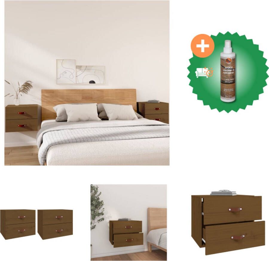 VidaXL Wandnachtkastje Wandgemonteerde nachtkastjes 50 x 36 x 40 cm Ken- Massief grenenhout Kast Inclusief Houtreiniger en verfrisser