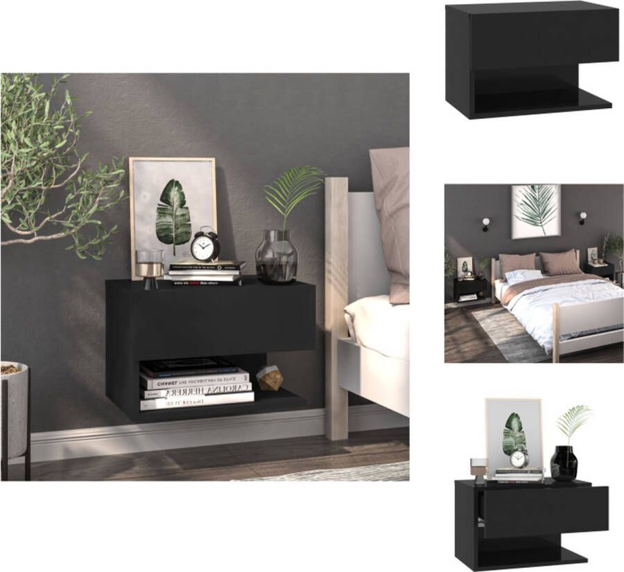 VidaXL Wandnachtkastje Wandnachtkastjes Wandgemonteerd Nachtkastje Wandgemonteerd Bedkastje Nachtkastje wandgemonteerd zwart - Foto 2