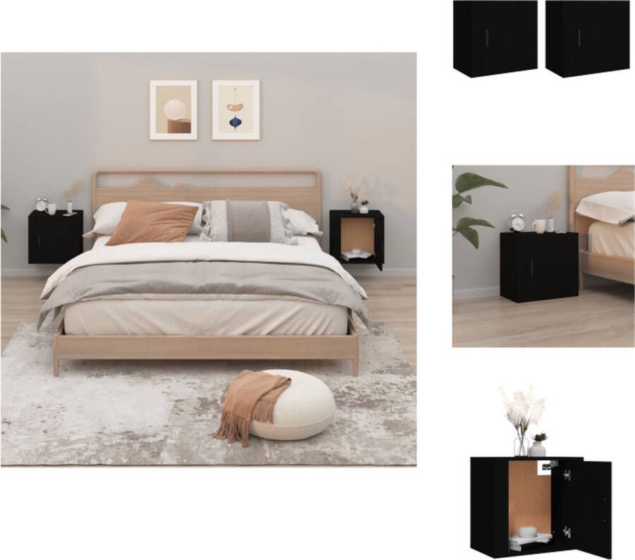 VidaXL Wandnachtkastje Wandnachtkastjes Wandgemonteerd Nachtkastje Wandgemonteerd Bedkastje Nachtkastjes 2 st wandgemonteerd 50x30x47 cm zwart