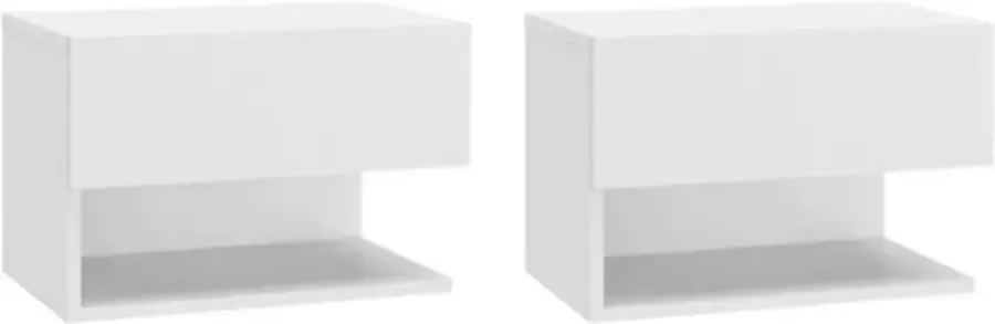VidaXL Wandnachtkastjes 2 st bewerkt hout wit - Foto 3
